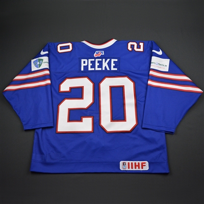 Andrew Peeke - 2018 U.S. IIHF World Junior Championship - Game-Worn Buffalo Bills-themed Jersey