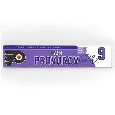 Ivan Provorov - Philadelphia Flyers - 2017 Hockey Fights Cancer - Autographed Locker Room Nameplate