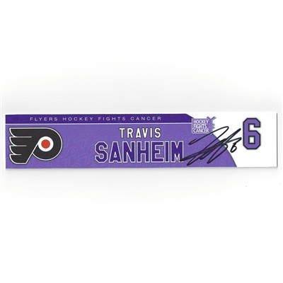 Travis Sanheim - Philadelphia Flyers - 2017 Hockey Fights Cancer - Autographed Locker Room Nameplate