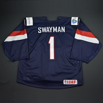 Jeremy Swayman - 2018 U.S. IIHF World Junior Championship - Game-Issued Blue Jersey