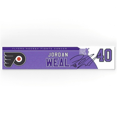 Jordan Weal - Philadelphia Flyers - 2017 Hockey Fights Cancer - Autographed Locker Room Nameplate