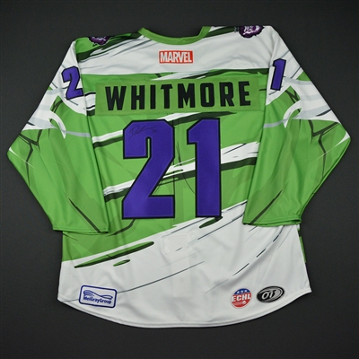 Derek Whitmore - Reading Royals - 2017-18 MARVEL Super Hero Night - Game-Issued Autographed Jersey w/C