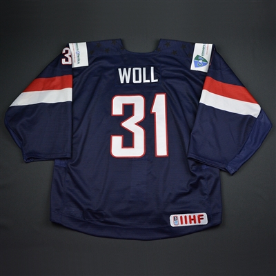 Joseph Woll - 2018 U.S. IIHF World Junior Championship - Game-Worn Blue Jersey