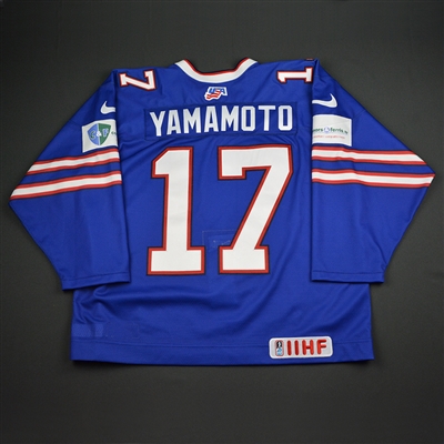 Kailer Yamamoto - 2018 U.S. IIHF World Junior Championship - Game-Worn Buffalo Bills-themed Jersey