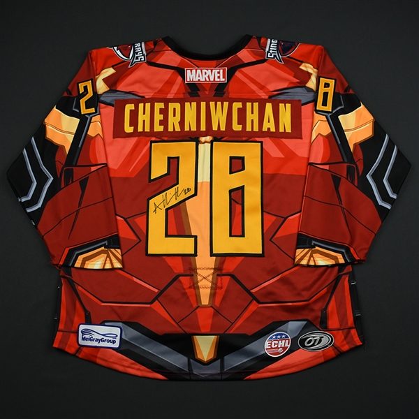Andrew Cherniwchan -South Carolina Stingrays - 2017-18 MARVEL Super Hero Night - Game-Worn Autographed Jersey