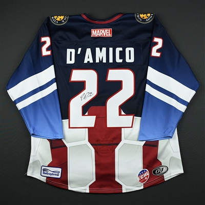Patrick DAmico - Norfolk Admirals - 2017-18 MARVEL Super Hero Night - Game-Issued Autographed Jersey
