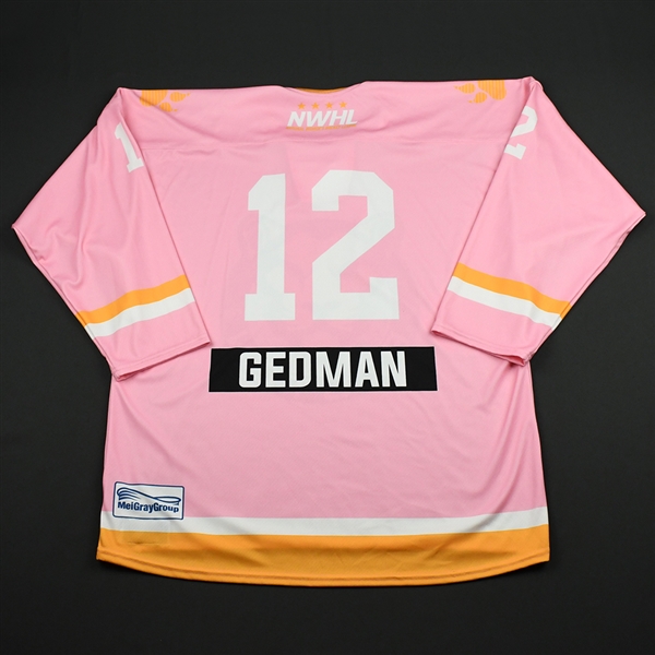 Marissa Gedman - Boston Pride -Game-Issued Strides for the Cure Jersey - Feb. 2, 2018