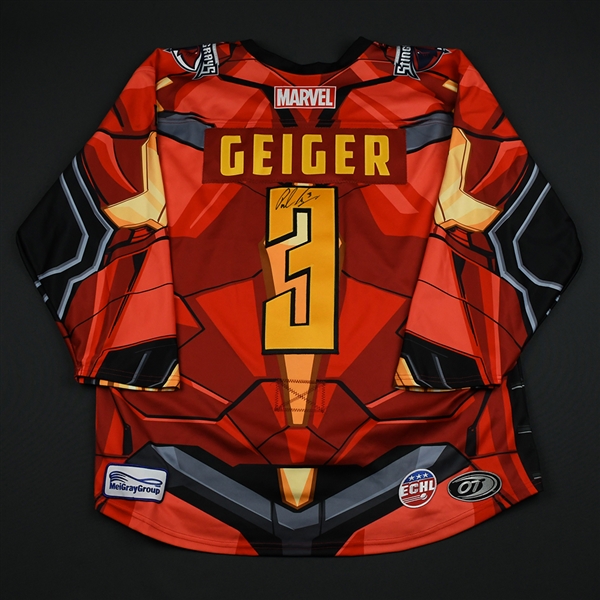 Paul Geiger -South Carolina Stingrays - 2017-18 MARVEL Super Hero Night - Game-Worn Autographed Jersey