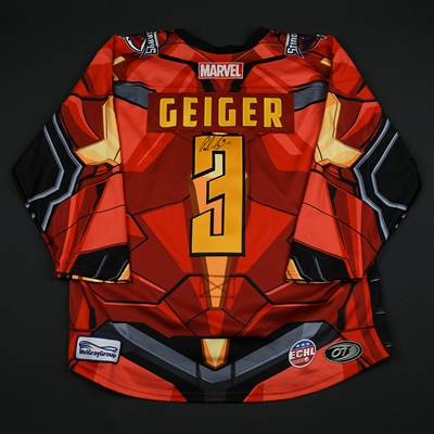 Paul Geiger -South Carolina Stingrays - 2017-18 MARVEL Super Hero Night - Game-Worn Autographed Jersey