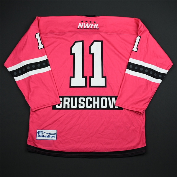 Alexa Gruschow - Metropolitan Riveters - Game-Worn Strides For The Cure Jersey w/C - Jan. 27, 2018