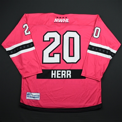 Julia Herr - Metropolitan Riveters - Game-Issued Strides For The Cure Jersey - Jan. 27, 2018