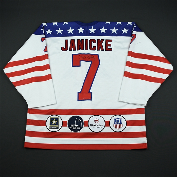 Trevor Janicke - 2018 U.S. National Under-18 Development Team - Military Appreciation Game-Worn Autographed Jersey
