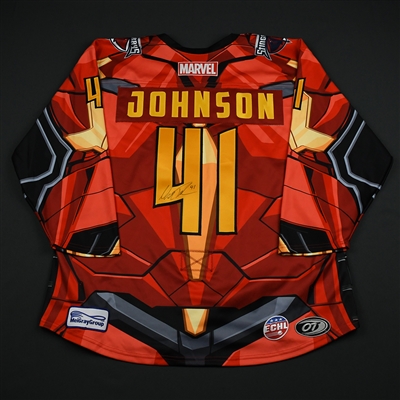 Nick Johnson -South Carolina Stingrays - 2017-18 MARVEL Super Hero Night - Game-Worn Autographed Jersey