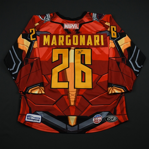 Dylan Margonari -South Carolina Stingrays - 2017-18 MARVEL Super Hero Night - Game-Worn Autographed Jersey