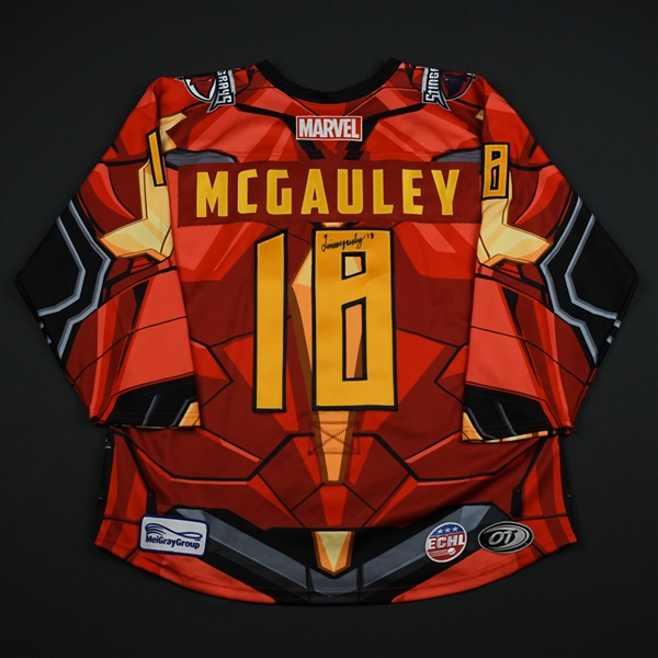 Tim McGauley -South Carolina Stingrays - 2017-18 MARVEL Super Hero Night - Game-Worn Autographed Jersey