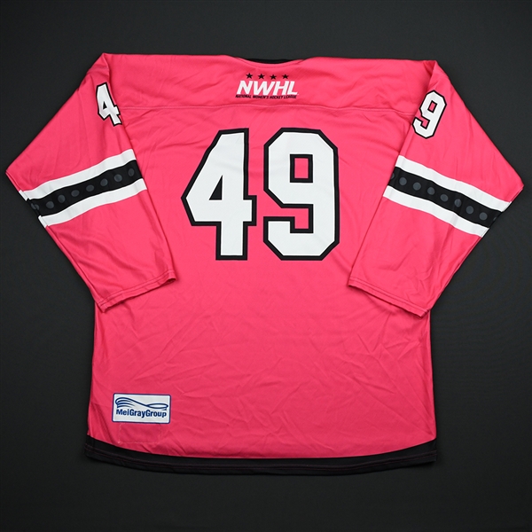 #49 No Name on Back - Metropolitan Riveters - Game-Issued Strides For The Cure Jersey - Jan. 27, 2018
