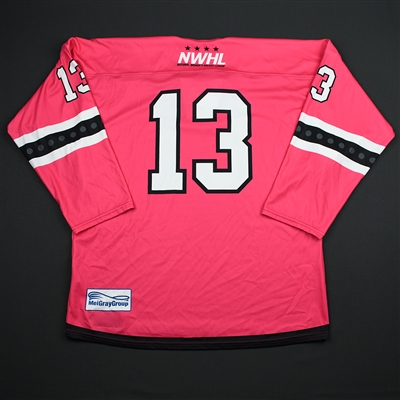 #13 No Name on Back - Metropolitan Riveters - Game-Issued Strides For The Cure Jersey - Jan. 27, 2018