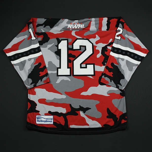 No Name on Back #12 - Metropolitan Riveters - Game-Issued Military Appreciation Jersey - Feb. 18, 2018
