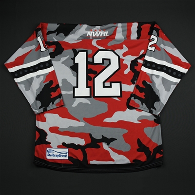 No Name on Back #12 - Metropolitan Riveters - Game-Issued Military Appreciation Jersey - Feb. 18, 2018