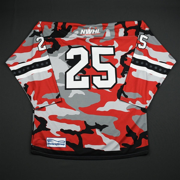 No Name on Back #25 - Metropolitan Riveters - Game-Issued Military Appreciation Jersey - Feb. 18, 2018