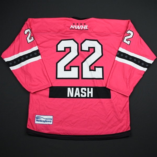 Kelly Nash  - Metropolitan Riveters - Game-Worn Strides For The Cure Jersey - Jan. 27, 2018