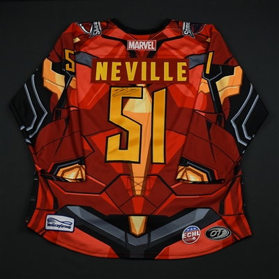 Nick Neville -South Carolina Stingrays - 2017-18 MARVEL Super Hero Night - Game-Worn Autographed Jersey (A removed)