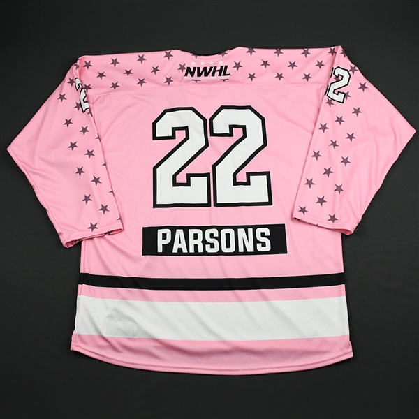 Kayla Parsons - Buffalo Beauts - Game-Issued Strides for the Cure Jersey - Jan. 20, 2018