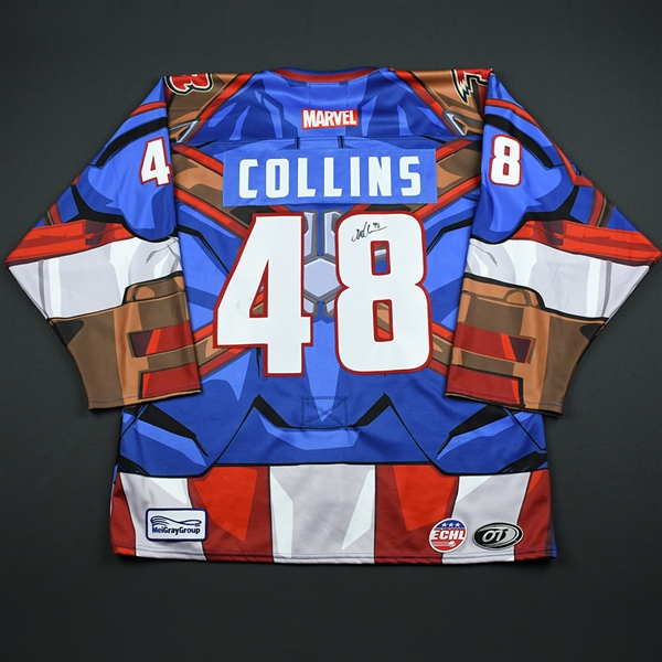 Anthony Collins - Rapid City Rush - 2017-18 MARVEL Super Hero Night - Game-Worn Autographed Jersey w/A