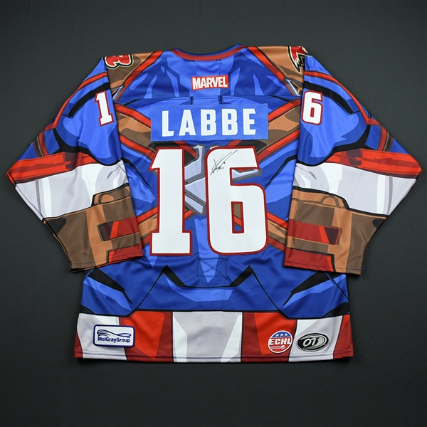 Dylan Labbe - Rapid City Rush - 2017-18 MARVEL Super Hero Night - Game-Issued Autographed Jersey