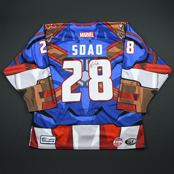 Michael Sdao - Rapid City Rush - 2017-18 MARVEL Super Hero Night - Game-Issued Autographed Jersey w/A