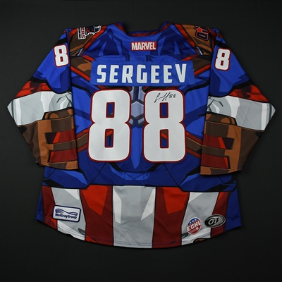 Dmitrii Sergeev - Tulsa Oilers - 2017-18 MARVEL Super Hero Night - Game-Worn Autographed Jersey