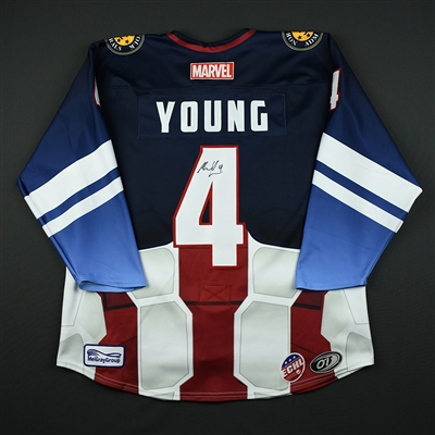 Michael Young - Norfolk Admirals - 2017-18 MARVEL Super Hero Night - Game-Worn Autographed Jersey w/A 