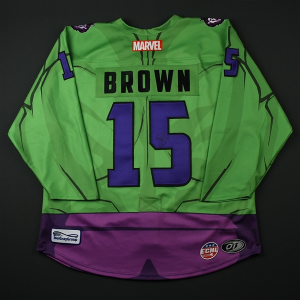 Tyler Brown - Reading Royals - 2017-18 MARVEL Super Hero Night - Game-Worn Autographed Jersey w/A