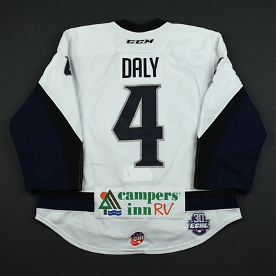 Tim Daly - Jacksonville Icemen - 2017-18 Regular Season Game-Worn White Jersey 