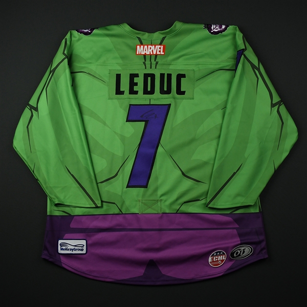 Loic Leduc - Reading Royals - 2017-18 MARVEL Super Hero Night - Game-Worn Autographed Jersey