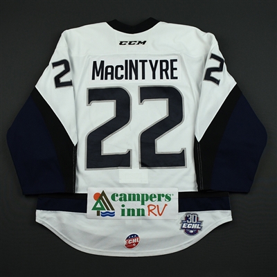 Bobby MacIntyre - Jacksonville Icemen - 2017-18 Regular Season Game-Worn White Jersey 