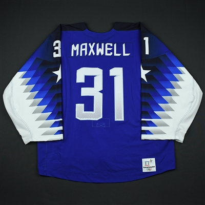 Brandon Maxwell - Team USA Mens PyeongChang 2018 Olympic Winter Games - Game-Worn Royal Back-up Only Jersey