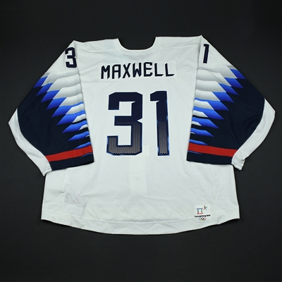 Brandon Maxwell - Team USA Mens PyeongChang 2018 Olympic Winter Games - Game-Worn White Back-up Only Jersey