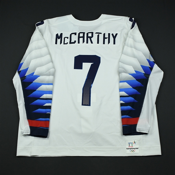 John McCarthy - Team USA Mens PyeongChang 2018 Olympic Winter Games - Game-Worn White Jersey