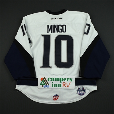 Dajon Mingo - Jacksonville Icemen - 2017-18 Regular Season Game-Worn White Jersey 