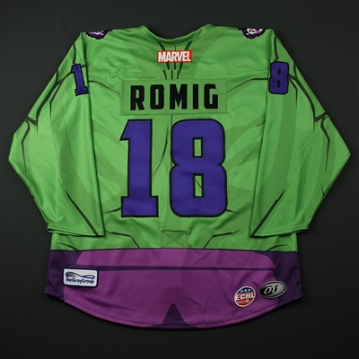 Emil Romig - Reading Royals - 2017-18 MARVEL Super Hero Night - Game-Issued Jersey