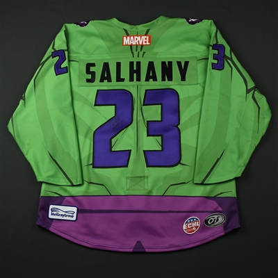 Matt Salhany - Reading Royals - 2017-18 MARVEL Super Hero Night - Game-Worn Autographed Jersey