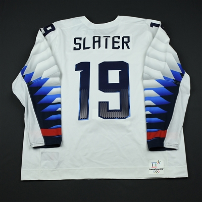 Jim Slater - Team USA Mens PyeongChang 2018 Olympic Winter Games - Game-Worn White Jersey