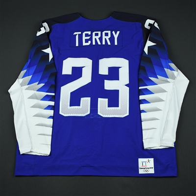 Troy Terry - Team USA Mens PyeongChang 2018 Olympic Winter Games - Game-Worn Royal Jersey