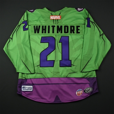 Derek Whitmore - Reading Royals - 2017-18 MARVEL Super Hero Night - Game-Issued Autographed Jersey