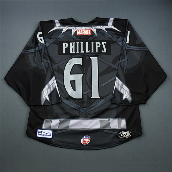 Jamie Phillips - Florida Everblades - 2018-19 MARVEL Super Hero Night - Game-Worn (Back-up Only) Autographed Jersey