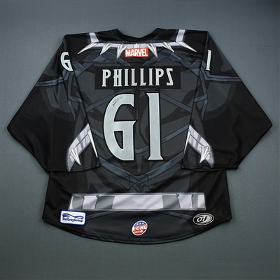 Jamie Phillips - Florida Everblades - 2018-19 MARVEL Super Hero Night - Game-Worn (Back-up Only) Autographed Jersey