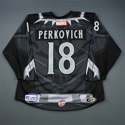 Nathan Perkovich - Florida Everblades - 2018-19 MARVEL Super Hero Night - Game-Worn Autographed Jersey, and Socks