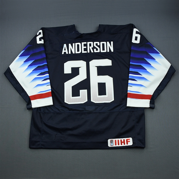Mikey Anderson - 2019 U.S. IIHF World Junior Championship - Game-Worn Blue w/C Jersey 