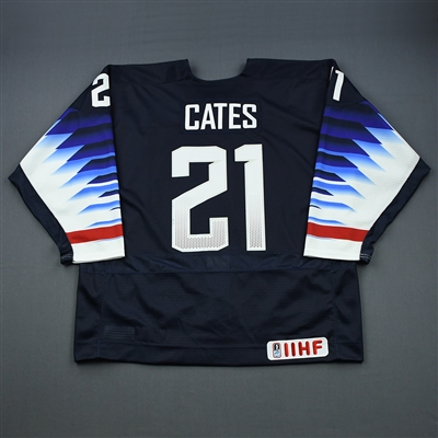 Noah Cates - 2019 U.S. IIHF World Junior Championship - Game-Worn Blue Jersey